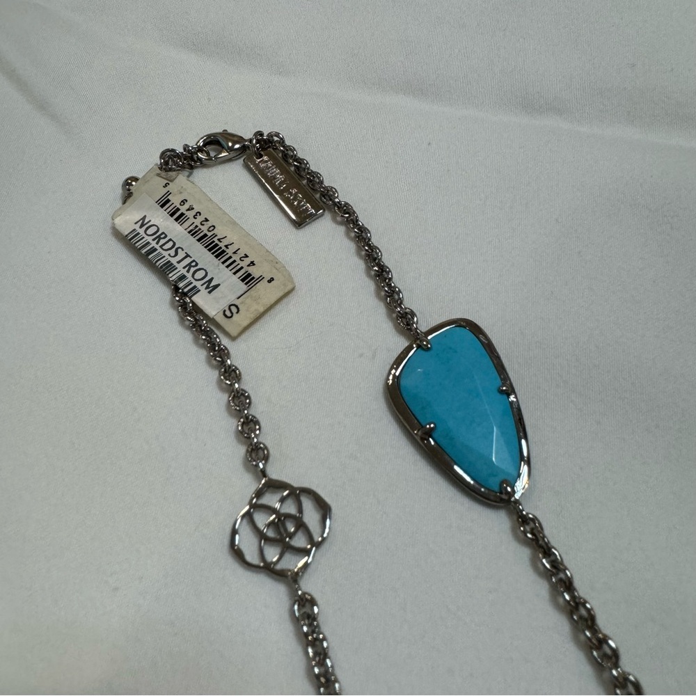 Kendra Scott Kinley Necklace - Silver & Turquoise Necklace - Picture 4 of 4